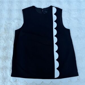 Victoria Beckham for Target Black White Scalloped Sleeveless Top Blouse Small